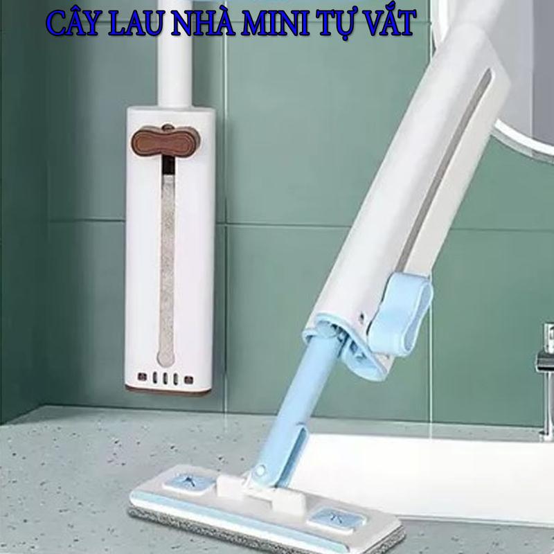 Cây Lau Đa Năng Mini Tự Vắt, Đầu Xoay 180 Độ Lau Bàn Bếp, Phòng Tắm, Lau Kính,…