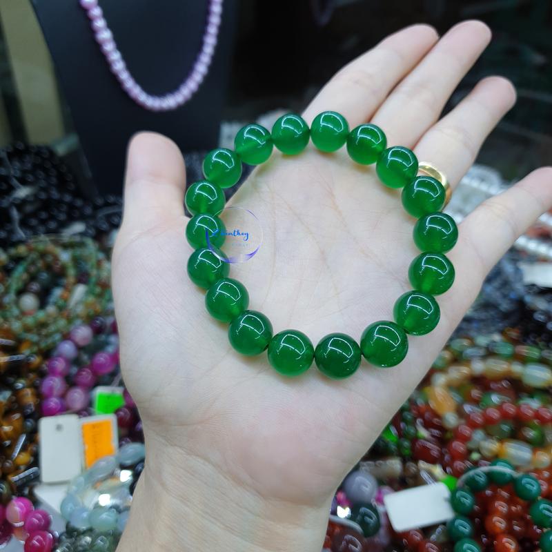 LOẠI ĐẸP vòng đá phong thủy mã não xanh 10 ly vong tay