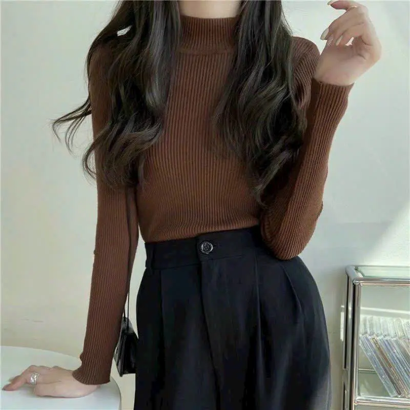 Giữ Nhiệt Mùa Đông- Áo Len Dài Tay Cổ 3cm Mềm Mịn Dễ Mix Đồ Nữ Women Top Voi 1