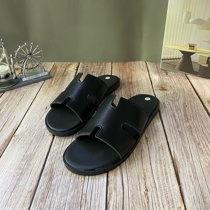[Sz ngoại cỡ 36-45]Dép da chữ Hát đen nhám bo viền sắc nét đế fit êm chân  DéP Nam Sandal Đế Bằng dép  boy phố 2
