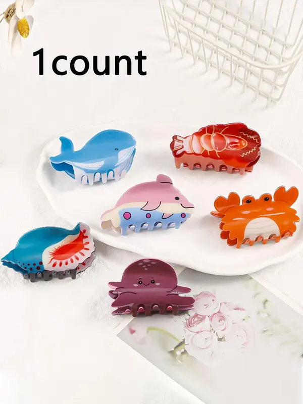 Cute Cartoon Marine Animal Design Hair Claw, Fashionable Hair Accessories for Women & Girls, Minimalist Headwear Suitable for Thick Hair 0