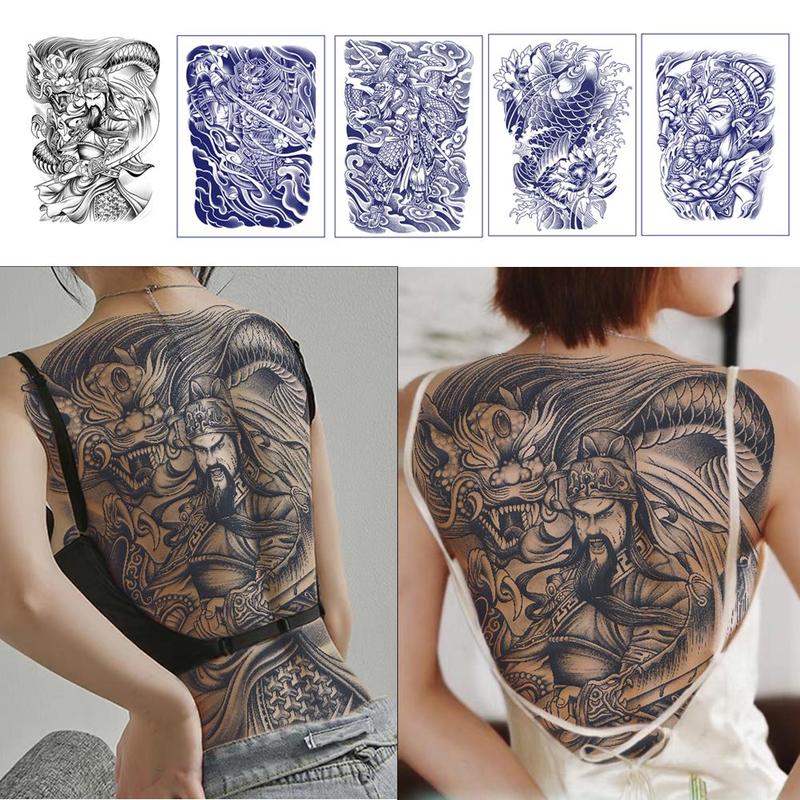  Hình Xăm Tạm Thời Toàn Bộ Lưng Thiết Kế Phật Quan Công Zhao Yun Hình Xăm Cánh Tay Hoa Hình Xăm Giả Cá Chép Miếng Dán 