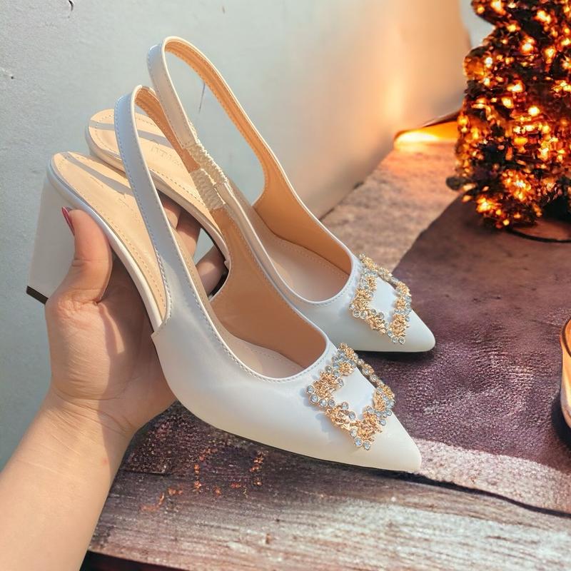  Giày cao gót min tag hoa hồng V48 gót vuông và nhọn cao 3-7cm DéP Nữ Shoes Cao Gót Sandal giày  cao cao  gót 