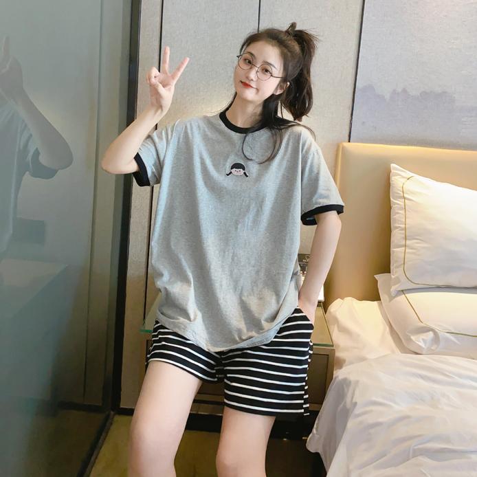 Bộ Đồ Ngủ Nữ, Phong Cách Mùa Hè, Áo Sơ Mi ngắn Tay Và Quần Đùi, Thiết Kế Hoạt Hình Dễ Thương Và Tươi Mới, Dáng Rộng Thường Ngày Thích Hợp Cho Học Sinh, Có Thể Mặc Được, Bộ Đồ Mặc Nhà do  bolatin 2