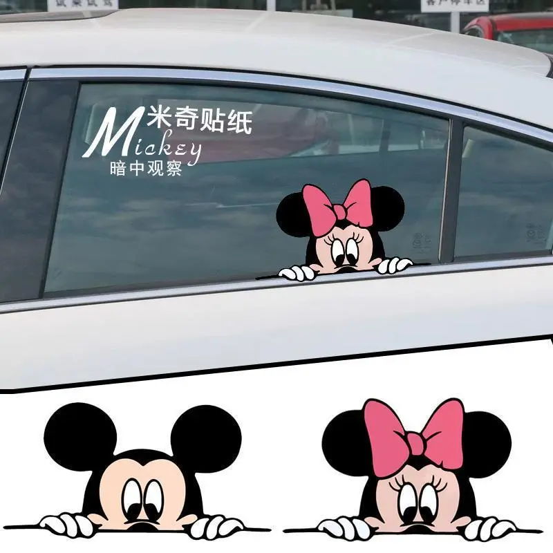 Miếng Dán Xe Chống Va Đập Chuột Mickey, Thiết Kế Hoạt Hình Mickey Và Minnie Dễ Thương, Miếng Dán Cá Tính, Cho Cửa Sổ Bên Hông Và Cửa Sổ Phía Sau, Miếng Dán Kính, Sáng Tạo Nhãn Dán Sticker