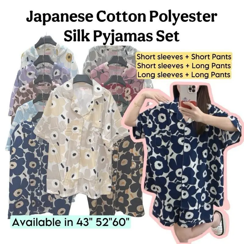 (FLORAL SERIES) JAPANESE COTTON POLYESTER SILK PYJAMAS SET