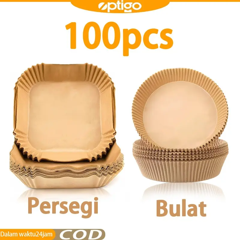 100pcs Air Fryer Disposable Paper Liner, Air Fryer Parchment Paper- Persegi/Bulat