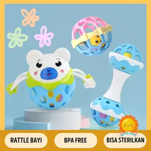 Mainan Rattle Bayi Silikon Kerincingan Motorik