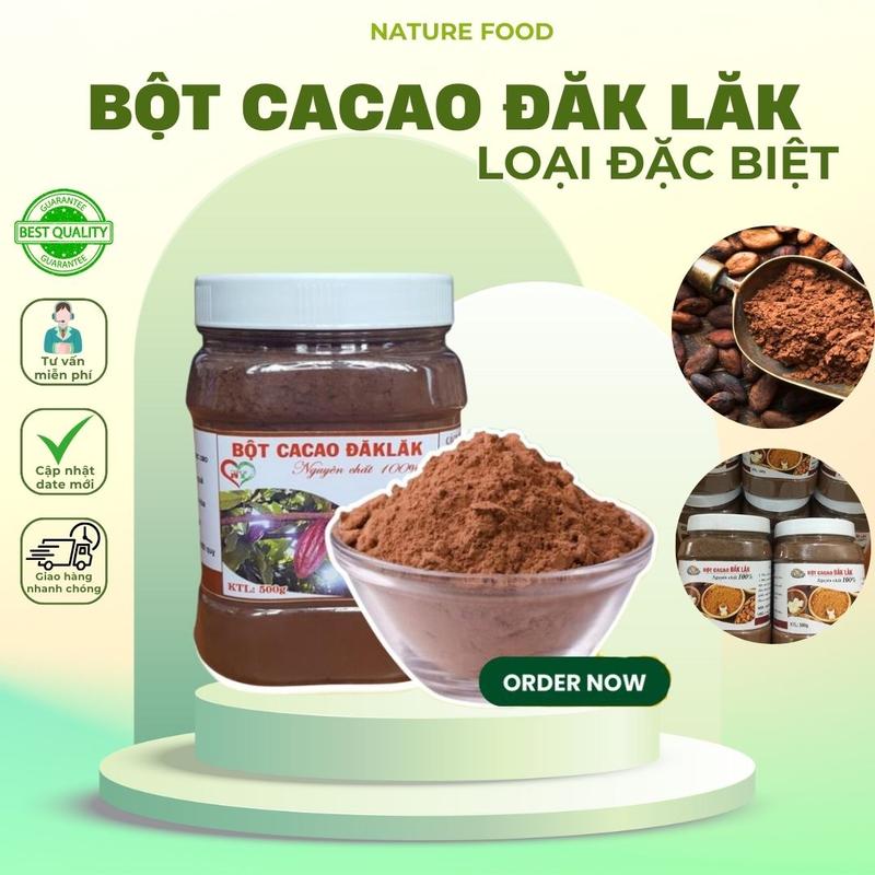  Hộp 500gr Bột Cacao Daklak nguy Cafe ên chất  không đường   thơm ngon NATURE FOOD. 