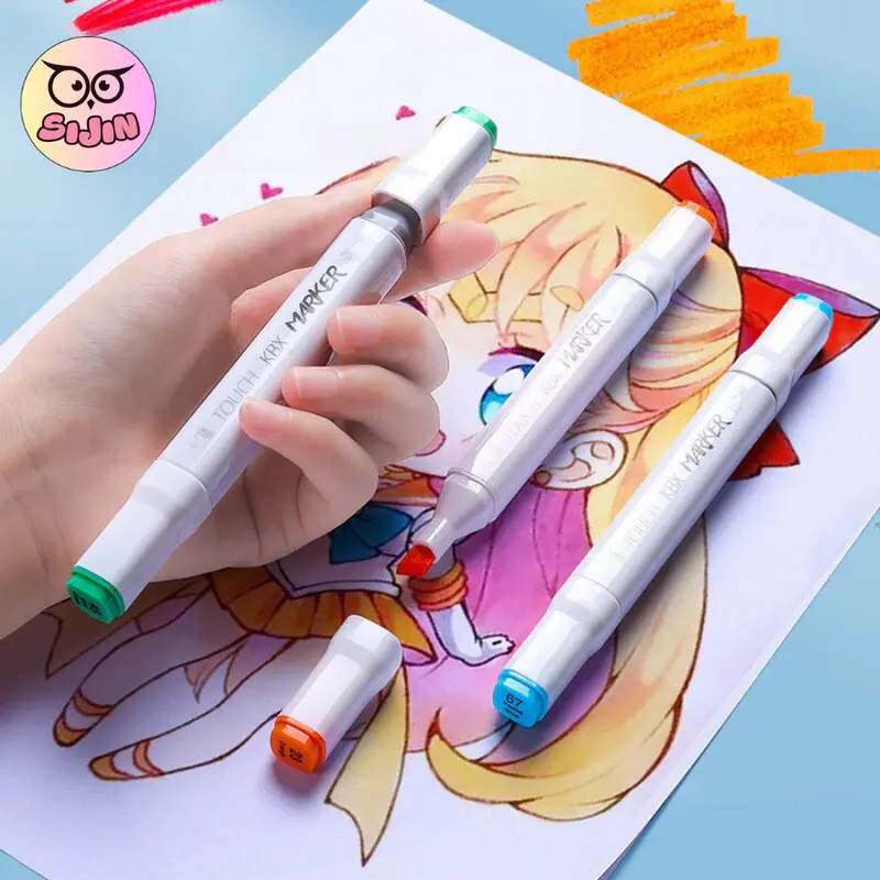 Bút Màu Marker Dầu – Bút Màu 2 Đầu Mực To Nhỏ, Chất Dầu Chống Nước, Nhanh Khô, Màu Sắc Tươi Sáng, Đầy Đủ 24/36/48/60/80/120 Màu - SIJIN 3
