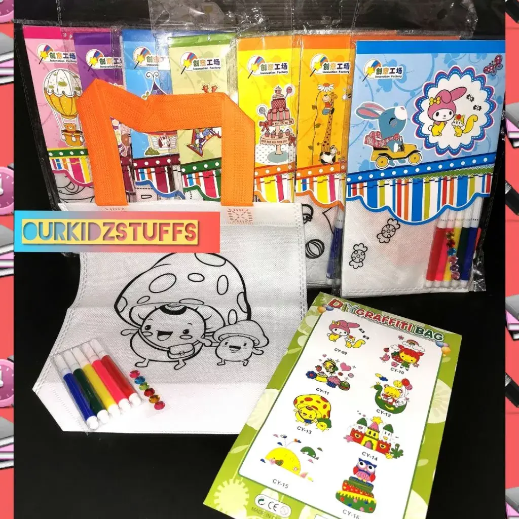 Party Supplies Children Canvas Tote Bag Colouring Kit