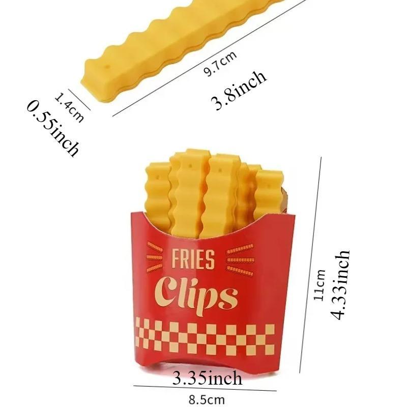 Product Introduction of French Fries Shaped Sealing Clip, 12pcs/set Creative Snack Bag Sealing Clip, Food Bag Clip, Kitchen Storage & Organization 1
