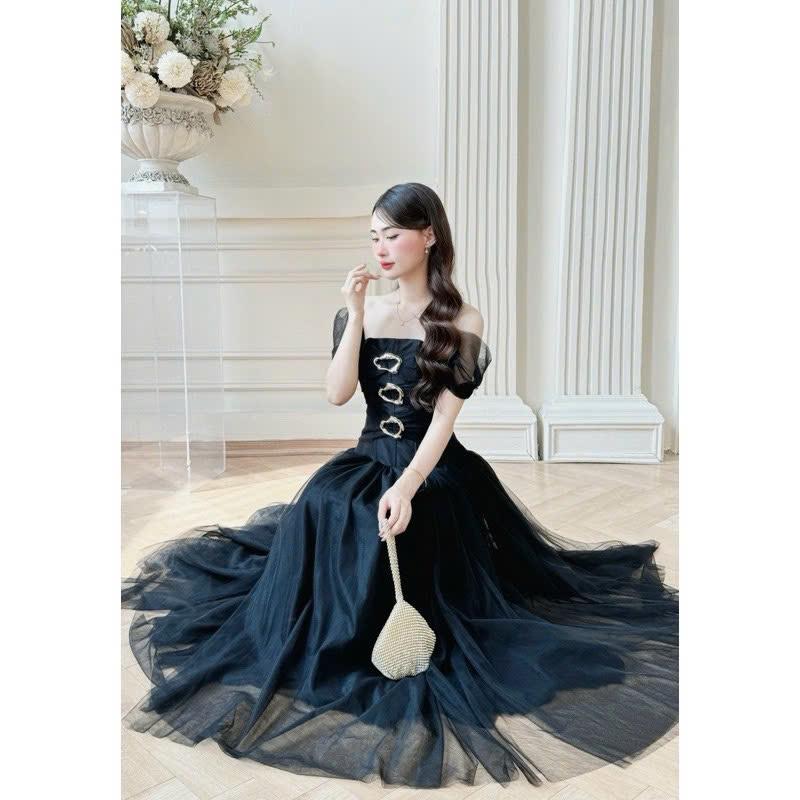 D485 ĐẦM THIẾT KẾ BIGSIZE PHỐI LƯỚI DÁNG DÀI CÔNG CHÚA (TÁO ĐỎ BIGSIZE 55-90KG) 3