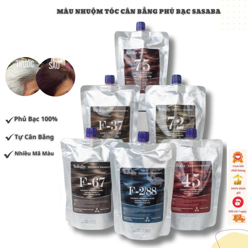 Màu nhuộm cân bằng chăm sóc tóc nhiều phân khúc và phủ bạc trực tiếp 100% các mã màu thời trang sasaba 450ml sản phẩm chính hãng tại việt nam Hữu cơ Bền màu Không chứa silicon Axit amin Không mùi Đổi Màu Tóc Nhuộm Tóc