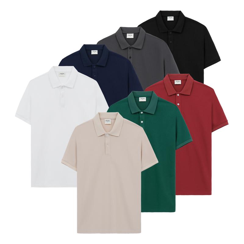Áo Polo nam Basic Otis Star vải cá sấu CVC co giãn tốt hạn chế nhăn thấm hút mồ hôi. Menswear Có Cổ Ngắn Tay