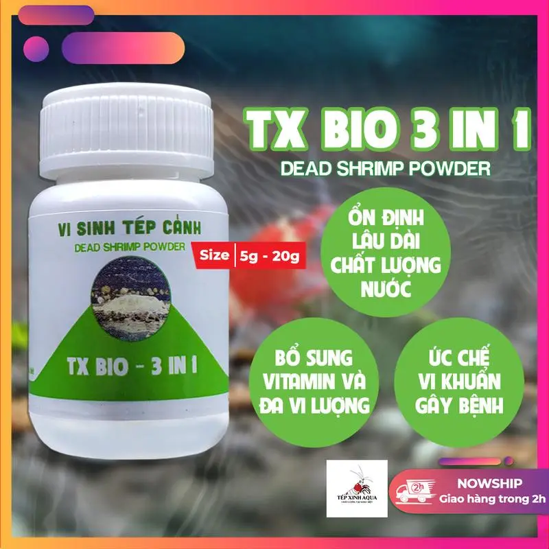 Vi sinh tép - Vi sinh bột chuyên dụng tôm tép cảnh - tép kiểng TX-Bio 3 in 1 -Cốt vi sinh đài cao cấp - Tép Xinh Aqua