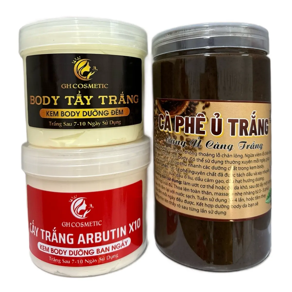 Combo 3 món ( kem ngày + kem đêm + ủ Trắng cà phê) 2kg Làm Đẹp Da Nữ Chăm Sóc Da