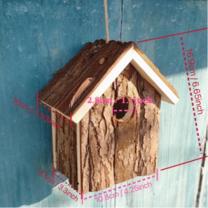 Wooden Bird House with Hanging Rope, Outdoor Bird House, Ventilated Bird Nest, Hanging Bird Cage, Bird Nest Accessories, Pet Supplies 1