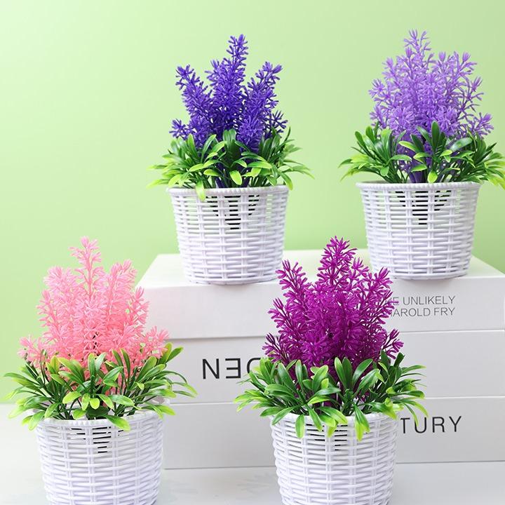 Chậu Hoa Lửa Giả Cây Giả Trang Trí Nhà Cửa Đủ Màu Sắc Thích Hợp Decor Nhà Cửa,