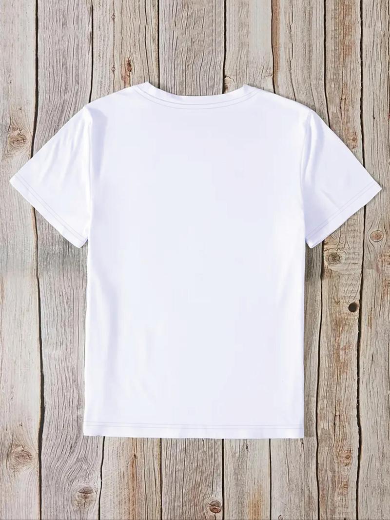 Product Introduction of Men's Cartoon Alien & Letter Print Round Neck Tee, Casual Short Sleeve T-shirt for Summer, Men's Top for Daily Wear 2