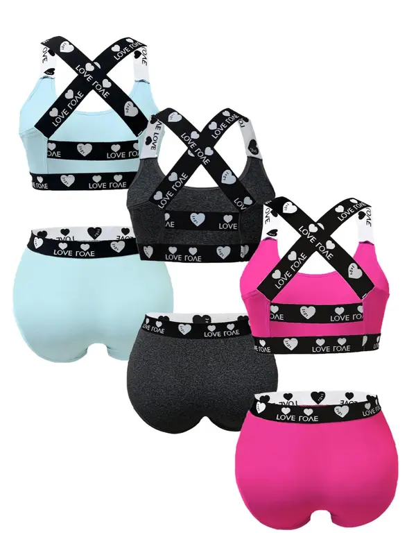 【Plus Size】 Women's Heart Print Criss Cross Backless Bra & Panty Set, Sexy Comfy Breathable Underwear Set for Daily Wear, Women's Underwear Set for All Seasons 2