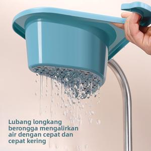 Bakul Pengering, Reka Bentuk Angsa, Kreatif dan Pelbagai Fungsi, Tiada Penggerudian Diperlukan, untuk Sinki Dapur, Besen Basuh Buah dan Sayur, dengan Penapis Air, Rak Penapis Biru, Termasuk Jaring Penapis Kitchen Home weddings bekas & rak penyimpanan