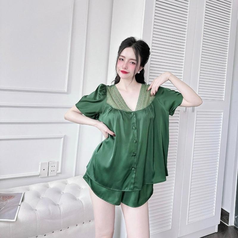 Đồ bộ lụa mặc nhà quần đùi bigsize chất latin mềm mịn thoáng mát. 4