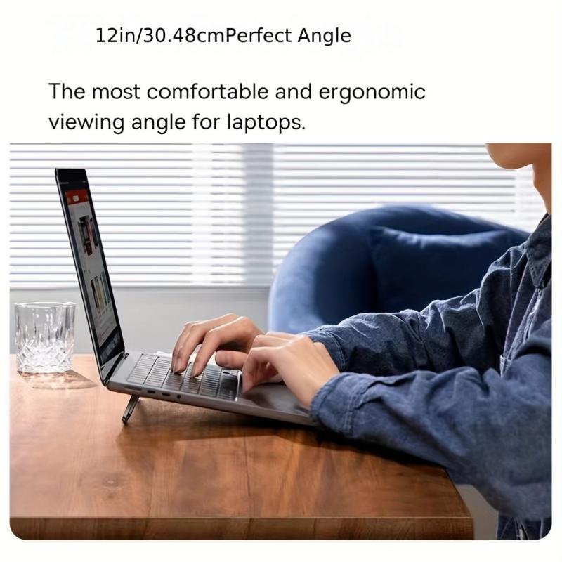 4pcs Portable Notebook Stand: Invisible, Foldable and Ergonomic Desktop Support for 10-18 Inch Laptops, Tablets, Keyboards and Mobile Phones - Made of ABS Material 4