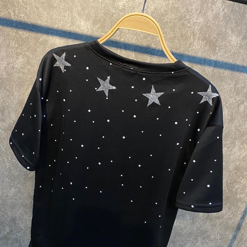 Áo thun ngôi sao kim tuyến vảy sơn, chất liệu coton poly dày dặn co giãn - Menswear Cổ Tròn aothun  basic Cotton