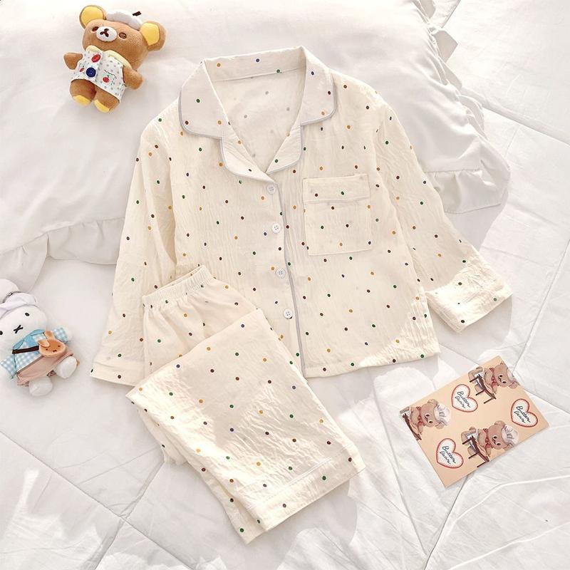 Bộ Đồ Ngủ Pijama Cotton Đám Mây Cho Trẻ Em Phong Cách Ngọt Ngào Dành Cho Trẻ Em Lớn Áo Dài Tay Và Quần Dài Bộ Đồ Mặc Nhà Dễ Thương Ngọt Ngào Cho Bé Gái Thích Hợp Cho Mùa Xuân Và Mùa Thu
