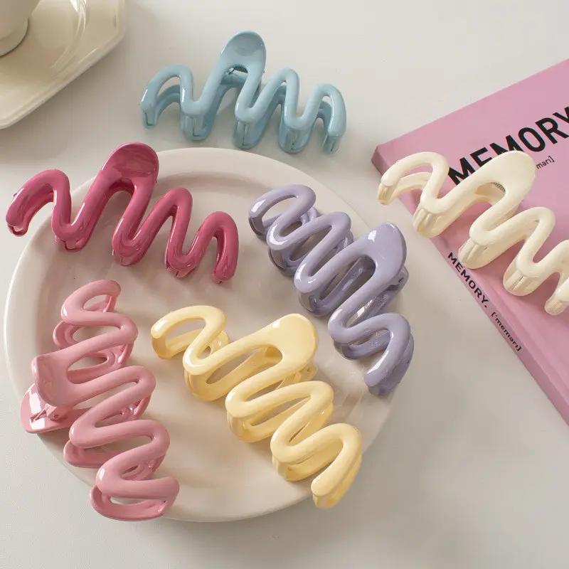11cm Candy Color Wave Hair Clip Acrylic Female Dopamine Ins New Shark Clip Hair Accessories