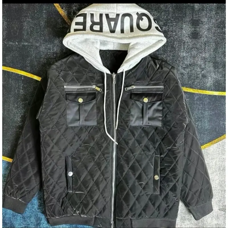 Áo phao trần trám 3 lớp dày dặn phối mũ nỉ cho nam Menswear có cổ jacket 1