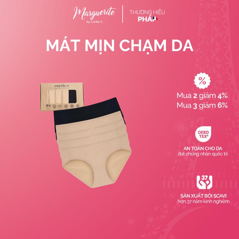 Combo 6 quần lót nữ lưng vừa, chất thun lạnh co giãn ôm mông chuẩn OEKO-TEX | Corèle Pháp 02169