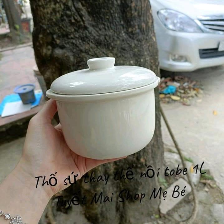 Thố sứ, nắp sứ nồi nấu cháo chậm tobe 1L 0