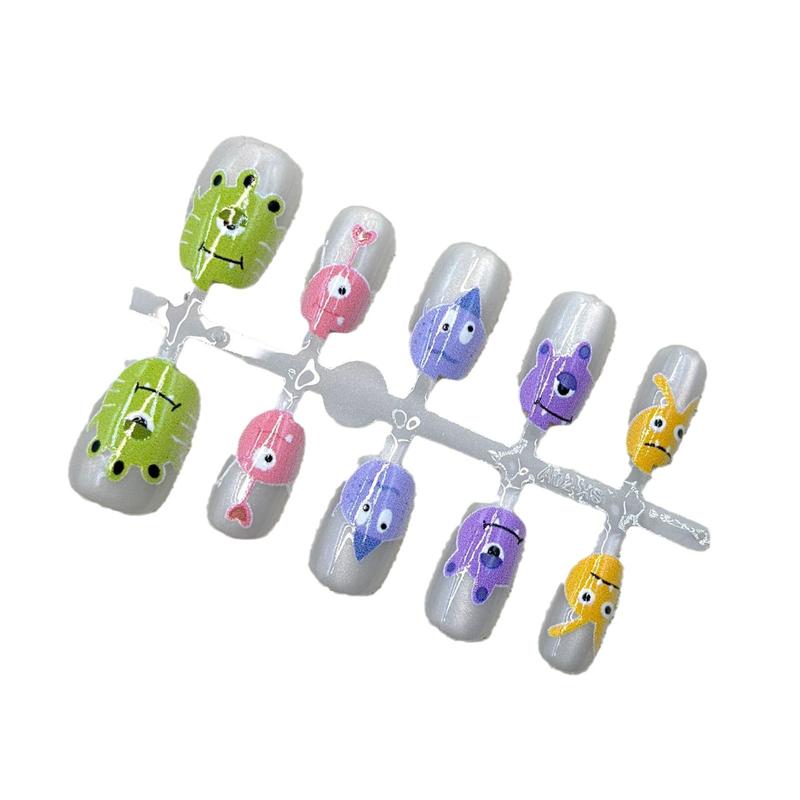 Product Introduction of Kuku Palsu, Reka Bentuk Mata Kucing, Gaya Kartun Comel, Set 10 Keping, Boleh Ditanggalkan dan Boleh Digunakan Semula, Seni Kuku Palsu 22
