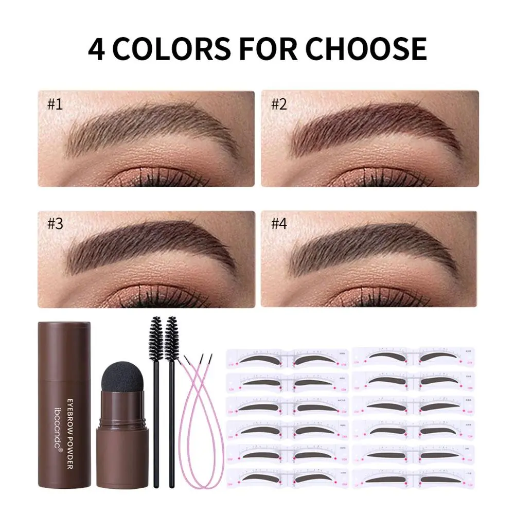 Eyebrow Stamp Stencil Kit One Step Shaping - Brow Powder Makeup With Reusable Stencils Razor