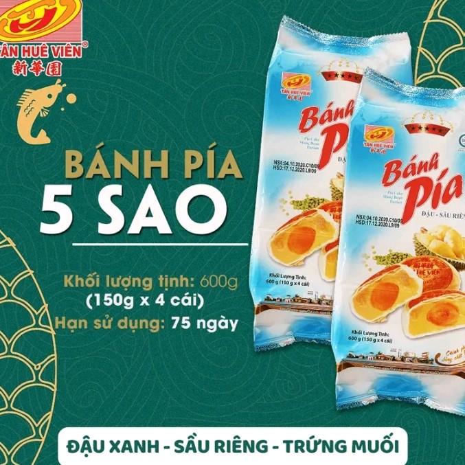 Combo 2 cây bánh pía 5sao Tân Huê Viên đặc sản của sóc Trăng .( 600g x2) 4 cái 150g x2. Food Cake 4