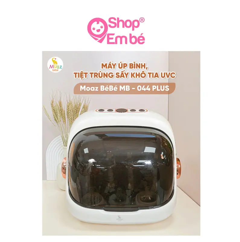 Máy úp bình sữa, tiệt trùng sấy khô tia UVC Moaz BéBé MB044 PLUS, khoang chứa 20 lit [ MẪU MỚI ] 0