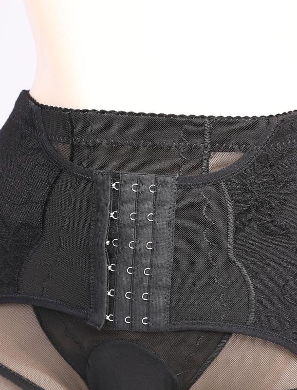 Product Introduction of Summer Men's Breathable Breasted Mesh Buckle Waist Shaping Hip Raise High Waist Body Shaping Fifth Pants Three Rows Six Buttons Belly Contracting Boxer 16