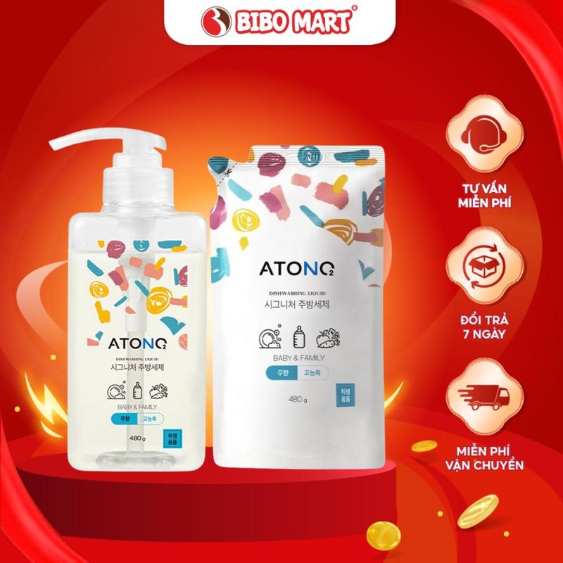 Nước Rửa Bình Làm Sạch Rau Củ Quả Và Chén Bát Đậm Đặc Atono2 480g
