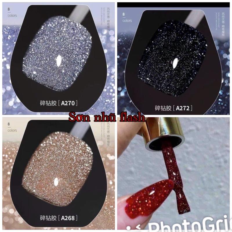 Sơn gel Nhũ Flash [chọn lẻ đen, bạc, vàng, đỏ] Nữ