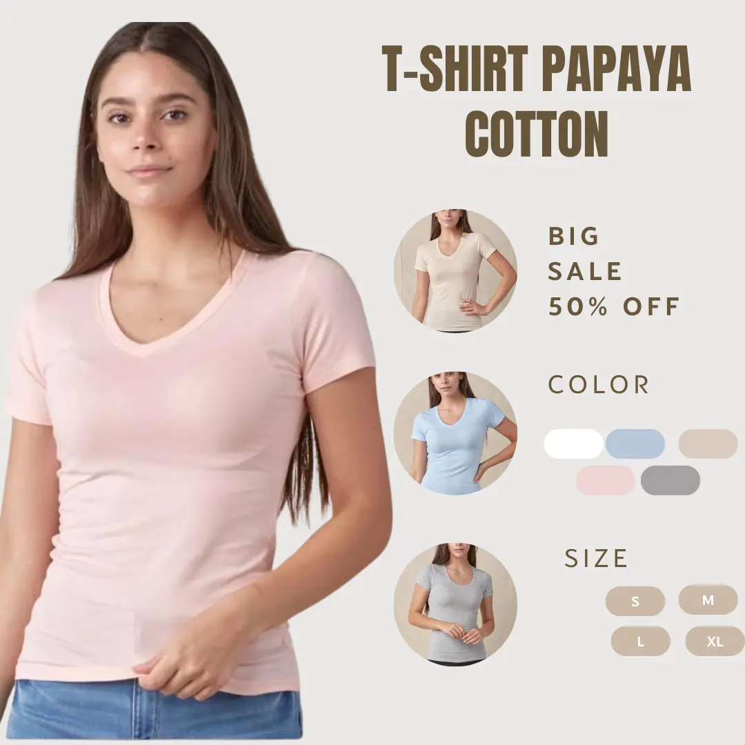COMBO 3c/100K màu random_Aó phông trơn T-shirt Papaya hàng xuất chất cotton thấm hút mồ hôi