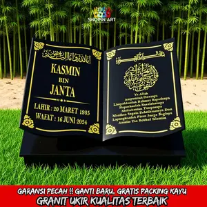 Batu nisan makam kuburan  full dudukan ukuran 30x40 model buku Ukiran Nama Tanggal dan Wafat