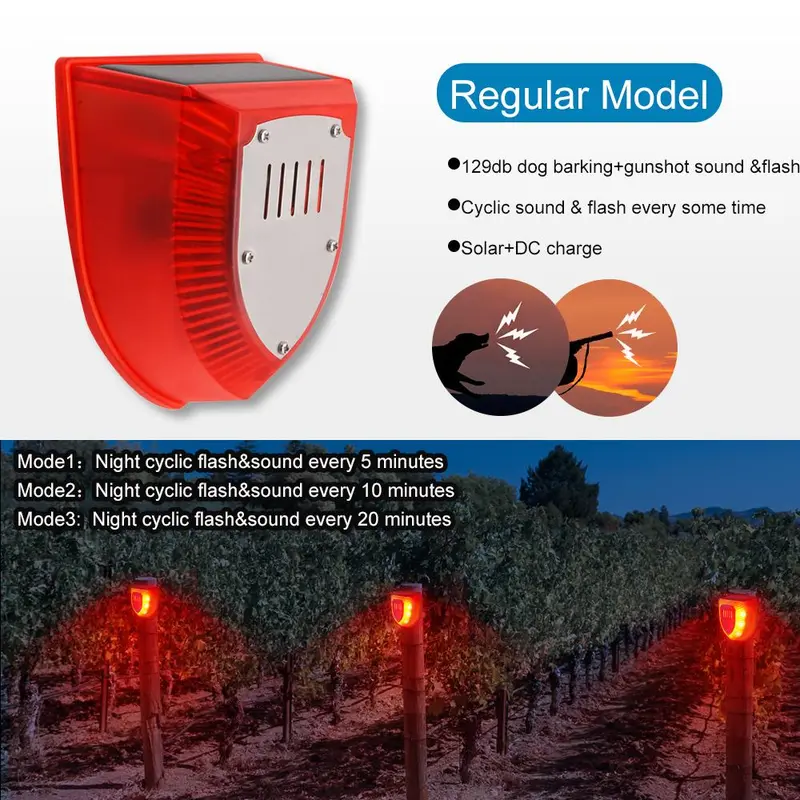 Solar Powered Outdoor Alarm, Solar & DC Charging Mode Security Alarm with 3 Alarm Modes, Security Alarm for Home, Villa, Farm & Yard 2