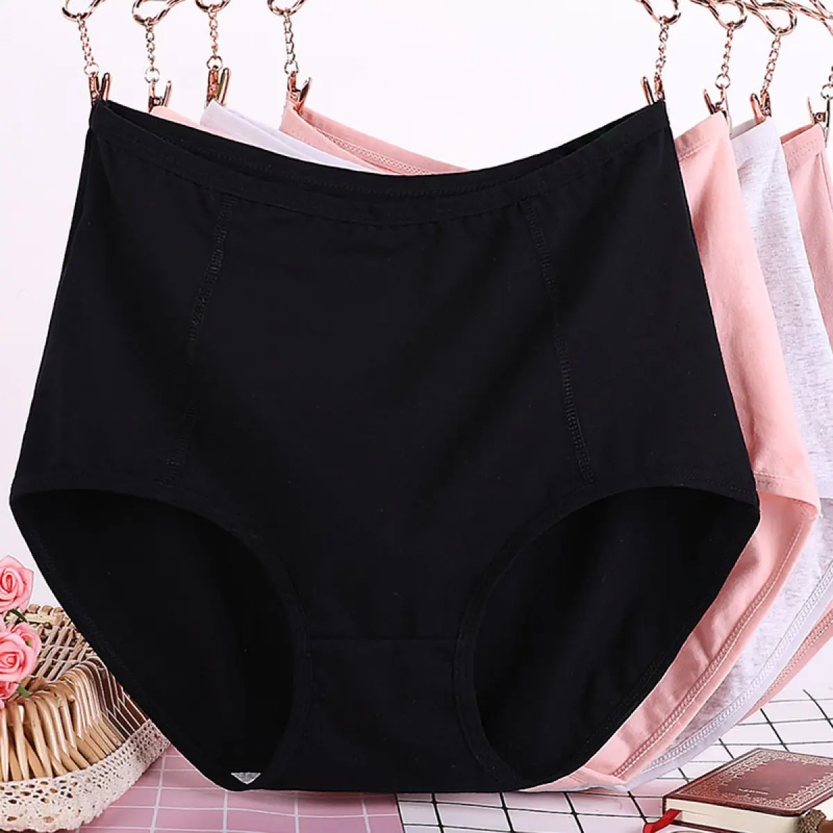 High Waist Underwear for Women Cotton Mid Waist plus-Sized plus Size Panties Women 100.00kg Red Cotton Briefs Wholesale Womenswear Comfort Bridal Basic Minimalist