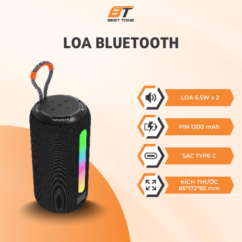 BT Loa Bluetooth BT-BS-09 Thiết kế thể thao Chống thấm nước Công suất 13w Có đèn Led nhấp nháy theo nhạc