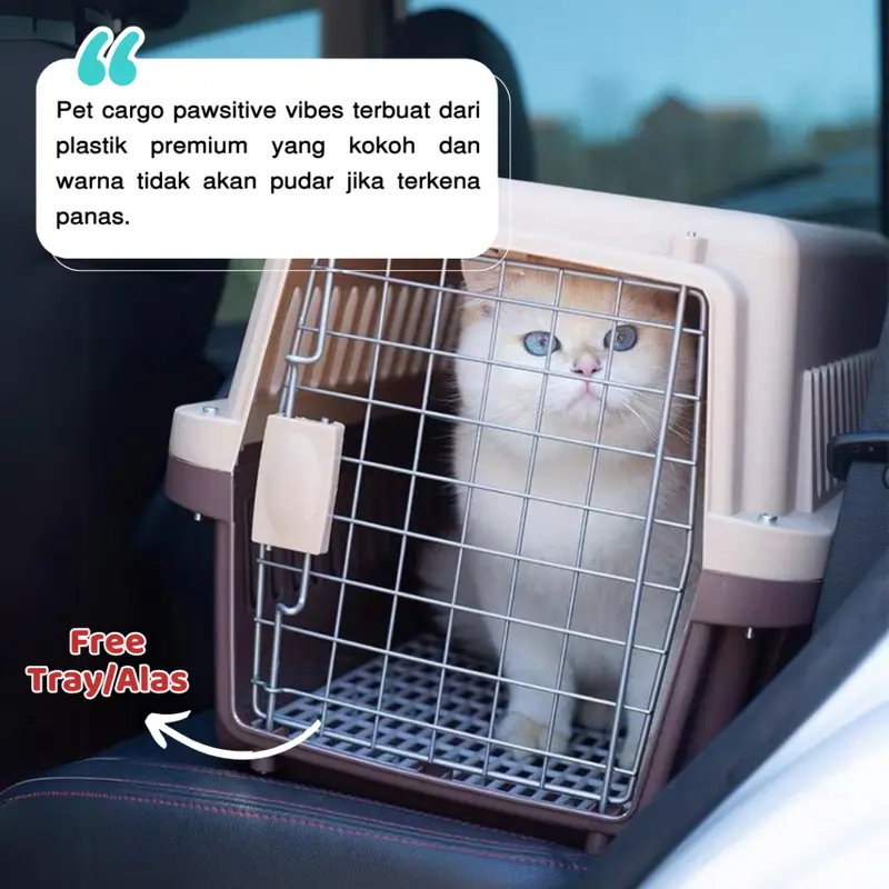 Pawsitive Vibes Kandang Kucing dan anjing ukuran kecil Pet Cargo untuk Traveling dengan Kunci Pintu Kuat 4