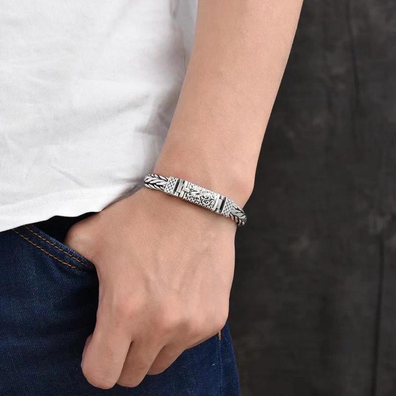 New  Chinese Style Dragon Pattern Bracelet Trendy Men's Dragon Bone Personalized Hand-woven Zodiac Dragon Chain Fashion Jewelry 5