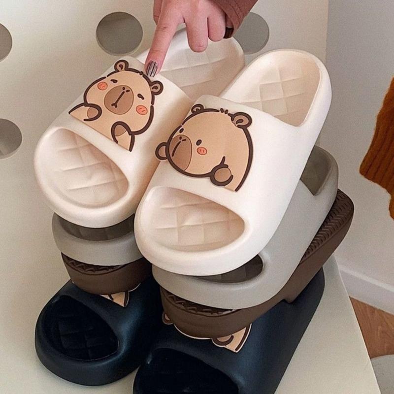 Dép bánh mì EVA đế cao 2cm gắn hình CapyBara, dép quai ngang siêu nhẹ gắn charm Kapi 7