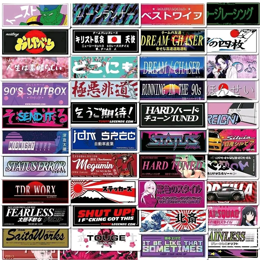 Set 12 36 60 stickers JDM racing car dán trang trí nón mũ  laptop vali sổ tay đàn guitar điện thoại xe máy ván trượt